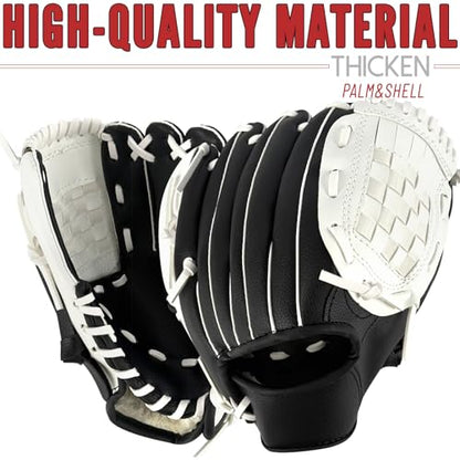 Baseball Glove,Baseball Softball Mitt with Ball for Kids Youth Adults Training and Beginner,Right Hand Throw,Left Hand Glove - color: Monochrome Streak, size: 12.5"