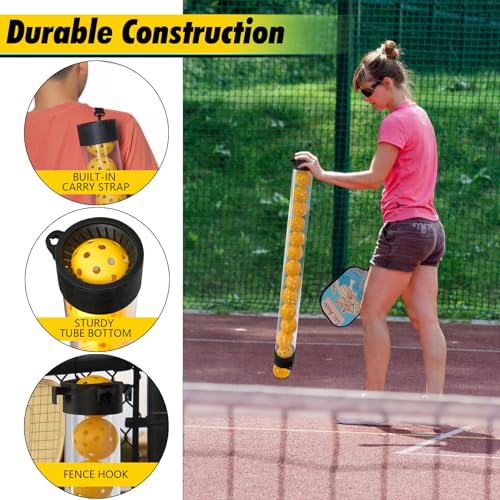 Pickleball Picker Upper Ball Holder, Pickleball Ball Picker Hopper Tube, Pickleball Pickup Tube - Lightweight Pickleball Retriever Collector with Shoulder Strap