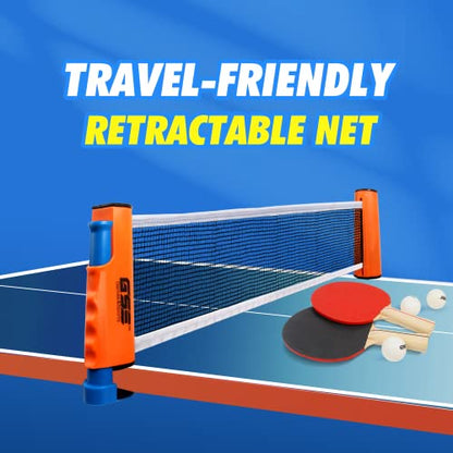 GSE Games & Sports Expert Adjustable Retractable Ping Pong Net Set & Post. Professional Table Tennis Rackets and Balls, Net with Posts and Storage Bag - Pingpong Paddle and Game Table Accessories. | Adjustable