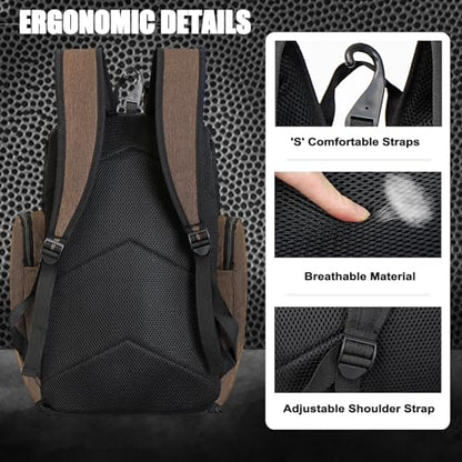 LARIPOP Basketball Backpack with Ball & Ventilated Shoe Compartment Insulated Pockets for Men Youth Training - color: brown