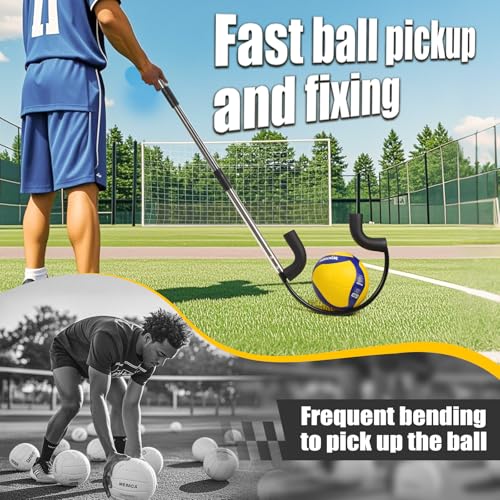 AugFir Volleyball Spike Trainer, Adjustable Length 55"-71" Volleyball Hitting Trainer, Double Arc Protection Quick Pickup Volleyball Training Equipment