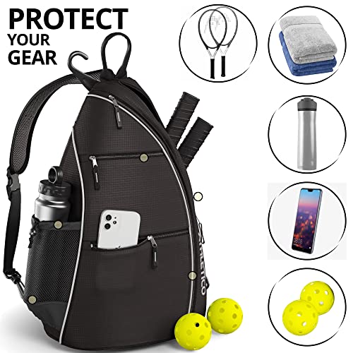 Athletico Sling Bag - Crossbody Backpack for Pickleball, Tennis, Racketball, and Travel for Men and Women - color: Black