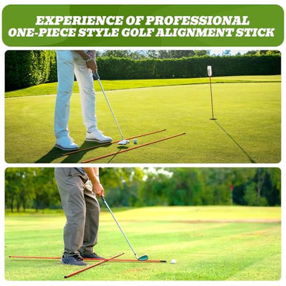 Golf Alignment Sticks 2-Pack, 48" Metal Alignment Stick - Threaded for Solid One-Piece Feel, Rigid & Straight with Carry Tube, Golf Training Aid & Swing Trainer for Swing Path & Stance