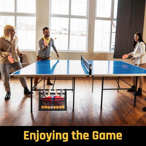 Ping Pong Paddle Holder,Under Table Ping Pong Racket and Ball Rack Organizer,Hanging Mesh Bag for Table Tennis Accessories Storage.and Organization