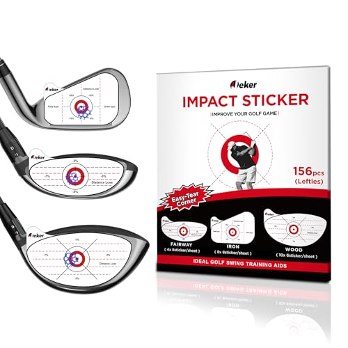 Golf Impact Tape - High-Resolution Strike Stickers for Iron, Wood & Fairway Clubs, Non-Residue, Swing Training Aid Impact Labels - color: Lefties-156pcs(Wood 6x10+ Iron 8x8+ Fairway 8x4)