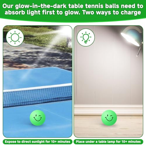 Glow in The Dark Ping Pong Balls - 40mm Table Tennis Balls Luminous Ball for Outdoor Practice Night Party Decor, Sports Activities, Games
