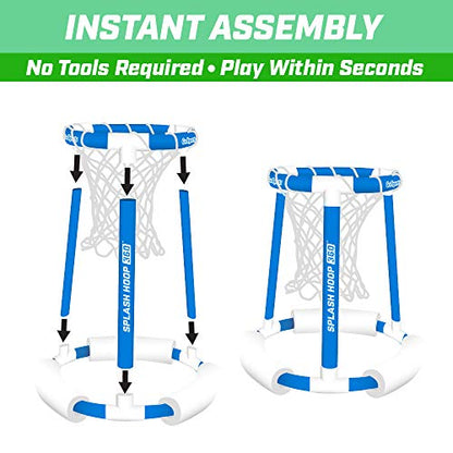 GoSports Splash Hoop 360 Floating Pool Basketball Game - Choose Red or Blue - Includes Hoop, 2 Balls and Pump - style: Blue Splash Hoop