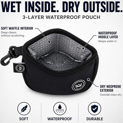 Golf Club and Ball Cleaner for Golf Bag, Clip-On Club and Ball Cleaner Pouch with Waffle Towel Interior, Wet Inside Dry Outside, Club and Ball Cleaner for Golf Bag Use On Course
