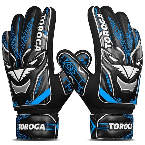 Goalkeeper Gloves for Kids & Youth – Soccer Goalie Gloves, Strong Latex Grip, Double Wrist Support & Breathable Mesh – Boys Football Gloves - color: Blue, size: 8