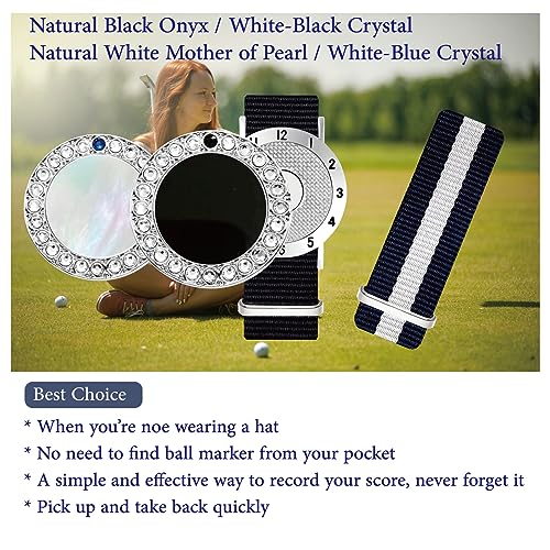 Golf Ball Marker with Golf Stroke Counter Bracelet, Pearl Crystal Ball Marker, Golf Accessories, Golf Gifts, Golf Counters for Women