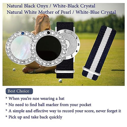Golf Ball Marker with Golf Stroke Counter Bracelet, Pearl Crystal Ball Marker, Golf Accessories, Golf Gifts, Golf Counters for Women