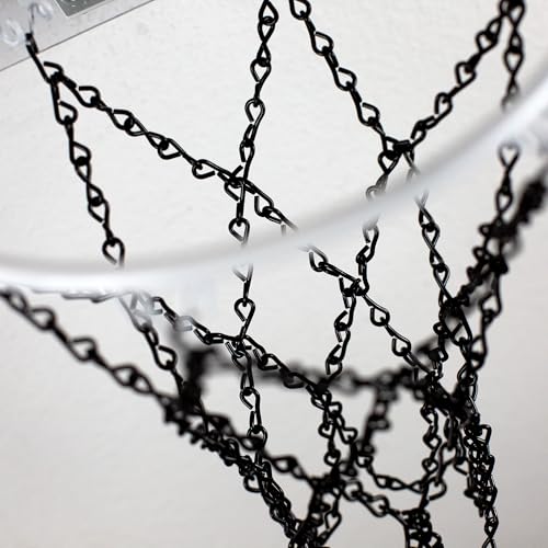 Mini Basketball Set, 9-Inch White Rim with Chain Net, Door Hooks, Ball and Pump - color: Black