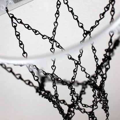 Mini Basketball Set, 9-Inch White Rim with Chain Net, Door Hooks, Ball and Pump - color: Black