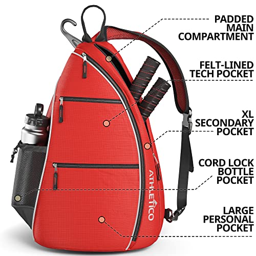 Athletico Sling Bag - Crossbody Backpack for Pickleball, Tennis, Racketball, and Travel for Men and Women - color: Red