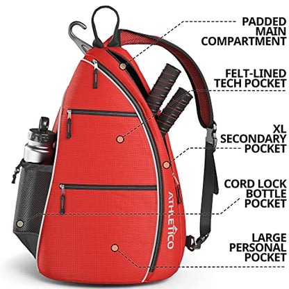 Athletico Sling Bag - Crossbody Backpack for Pickleball, Tennis, Racketball, and Travel for Men and Women - color: Red