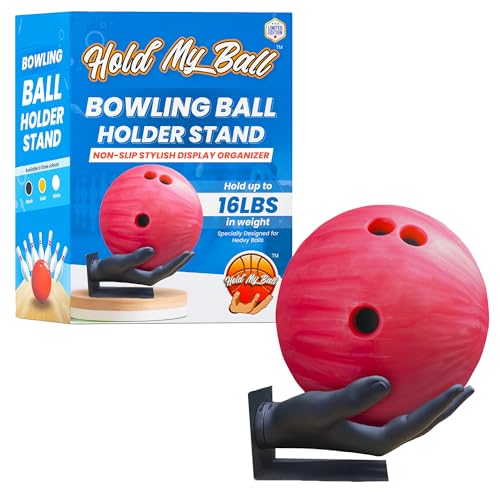 Hand-Sculptured Bowling Ball Holder & Stand - Durable Non-Slip Stylish Display Organizer for Bowling Enthusiasts, Sports Memorabilia, Home, Man Cave, Game Room Decor, or Professional Showcase - color: BLACK