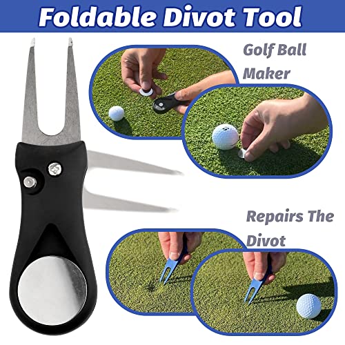 Golf Towel Set - 3 Microfiber Waffle Pattern Golf Towels & Club Brush & Divot Repair Tool, Accessories for Men & Women - color: 5 in 1 Golf Accessories