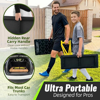 4-Angle Soccer Rebounder Board, Portable Soccer Rebound Wall for Passing, First Touch & Shooting Training, Heavy Duty HDPE Kick Back Trainer