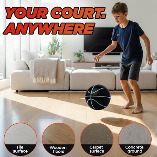 600g Premium Indoor Silent Basketball, Official Size 7 (29.5"), Never Compressed, Realistic Bounce, Premium Grip Grooves, High-Grade Foam, Indoor/Outdoor Practice for Home Drills