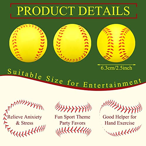 Minatee 12 Pieces Mini Softballs Foam Softball, Stress Balls 2.5' Sports Balls Goodie Bag Stuffers, Small Squeeze Anxiety Bulk Ball, Birthday Gift School Carnival Party Favors Supplies