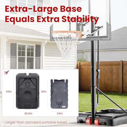 Feelwin Basketball Hoop for Kids Youth Adults, Portable Adjustable Height Basketball Goal with Wheels for Driveway Backyard Outdoor Play