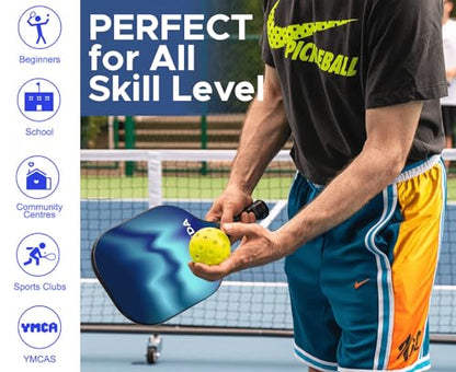 Professional Pickleball Paddles Set of 2, Fiberglass Surface Pickle Ball Set | 2 Pickleball Racket - 4 Pickle Balls - 2 Towels- Pickleball Paddle Bag |, Pickle Ball Paddle Set for Men, Women, Adults