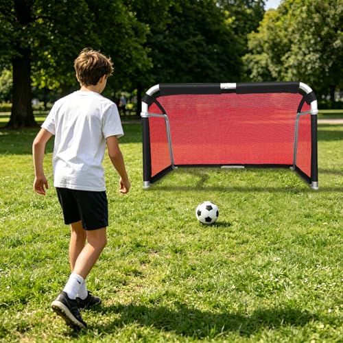 Aluminum Folding Soccer Goal,Portable 4x2.5/5x3/6x4 FT Mini Soccer Goals for Backyard with Carry Bag, 10-Second Set Up & Steady, Training & Team Practice