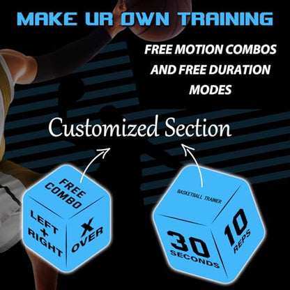 Basketball Dribble Skills Dice Set - Training Equipment - Basketball Gift for Boys.Dribble Skills Training for Beginner and Party Favors - color: Blue