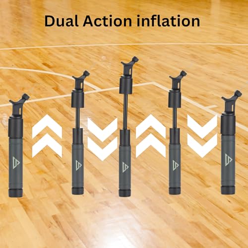 Dual Action Ball Pump with 5 Needles — Soccer Ball, Basketball, Football & Volleyball Pump | Inflates on Push & Pull | Compact Kit Bag Size