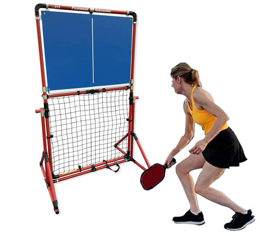 Portable Pickleball Rebounder | 3 Panel Angle Positions | Trainer for Practice Dinks & Drills | Adjustable Panel Angles - color: Red Frame and Blue Panel