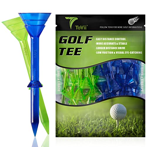 3-1/4" Big Cup Plastic Golf Tees 40 Pack｜Excellent Durability and Stability Tees |Golf Plastic Tees Reduced Friction & Side Spin - color: Blue+Green(3-1/4")