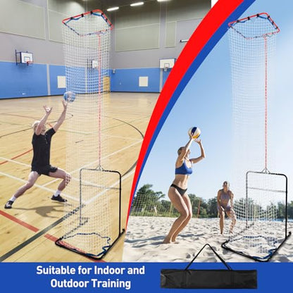 Volleyball Setter Training Equipment 8 Adjustable Heights,Sturdy and Durable 130inch Volleyball Setter Training Net 6 Adjustable Angles for Indoor and Outdoor Training - color: Red