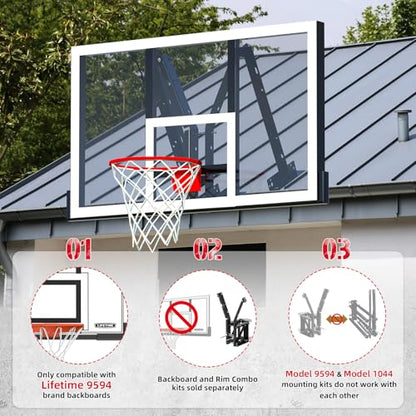 Buzzlett 9594 Basketball Backboard Mounting Kit - Compatible with Lifetime Backboards Only, Heavy-Duty Steel Brackets with 3 Installation Options (Wall, Roof, Pole), Weatherproof for Outdoor Use
