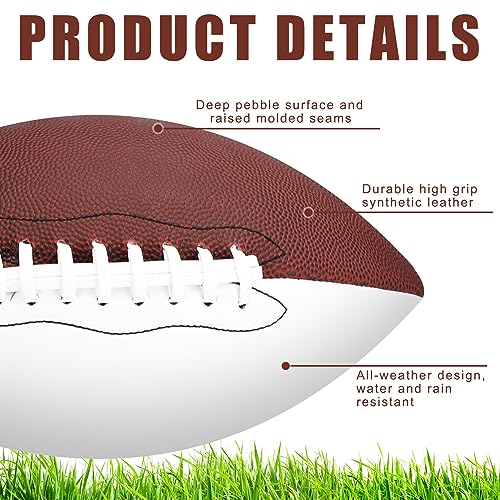 Liliful 2 Pcs Autograph Football Basketball Blank Official Size with 2 Stand 2 Signature Pen 1 Pump for Fantasy Trophy Anniversary Birthday Graduation - size: Size 9, style: 2 Sides White Football