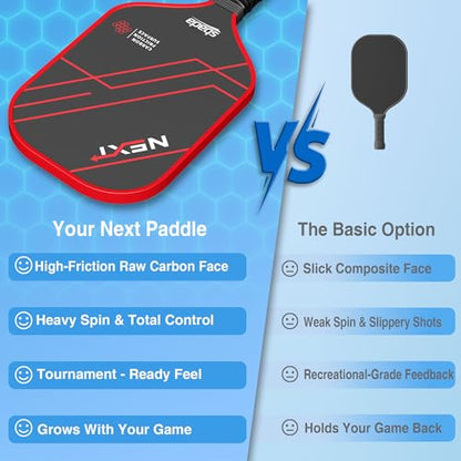 Pickleball Paddles Set of 2 - Graphite Carbon Fiber Pickleball Set with 16mm, Lightweight T700 Pickle Ball Rackets 2 Pack with 4 Outdoor Balls and 1 Bag - color: Red
