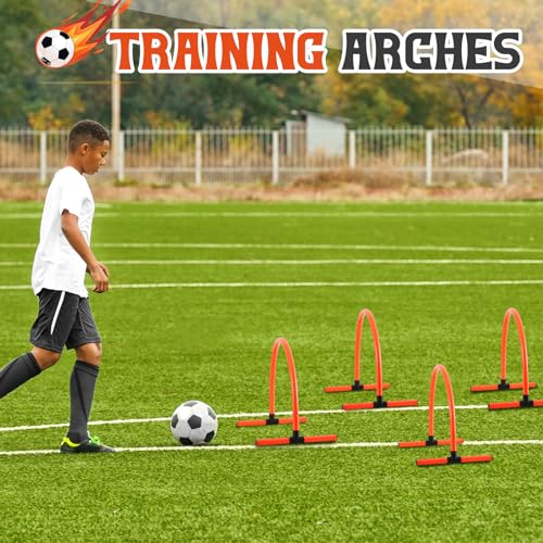 Foilswirl 6 Pcs Indoor Training Arches with Removable Base Soccer Passing Arcs Turf Arches Indoor Soccer Training Equipment Footwork and Kicking Drills for Football Basketball Practice