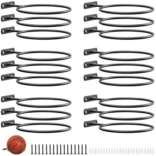 Ball Holder Wall Mount Bulk,Basketball Football Stand Ball Storage - size: 18 Pack