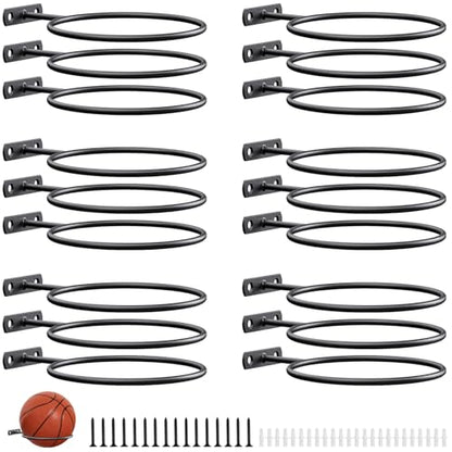Ball Holder Wall Mount Bulk,Basketball Football Stand Ball Storage - size: 18 Pack