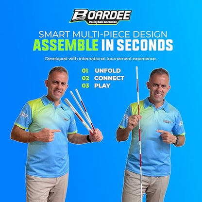 Multi-Foldable Volleyball Antenna Set – Portable Fiberglass Net Antennas for Indoor & Beach Volleyball – Regulation Referee Equipment – Travel-Friendly