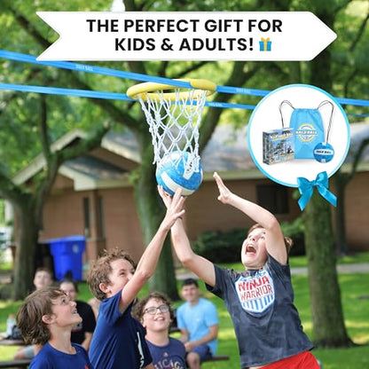 HALO BALL Portable Basketball Hoop with Adjustable Height - Play Floating Outdoor Yard Game at Beach, Lawn, Backyard, Pool, Grass - New Sport for Boys, Girls, Family
