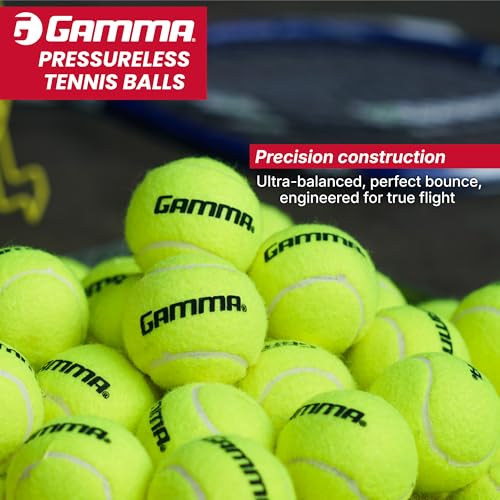 Gamma Sports Pressureless Tennis Balls Box - Ideal for Practice, Teaching, and Training with High-Visbility Felt - Indoor and Outdoor Court Play - 48 and 75 Pack Sizes - size: Standard