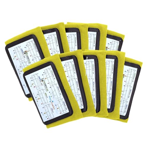 Football Play Wristbands - Youth Quarterback Gear - Wristband Playbook for Football and Softball Signs - color: Yellow