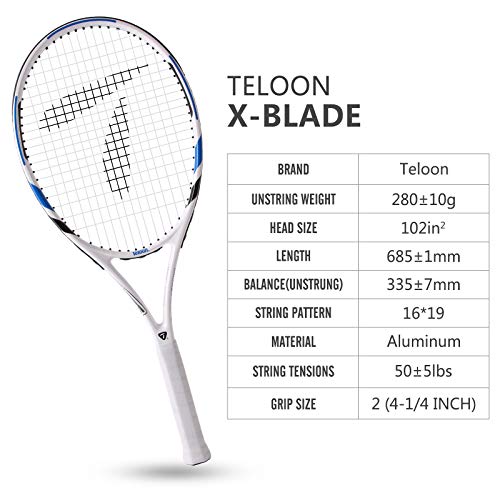 Teloon Recreational Adult Tennis Rackets-27 inch Tennis Racquet for Men and Women College Students Beginner Tennis Racket. - color: V4-White and Blue