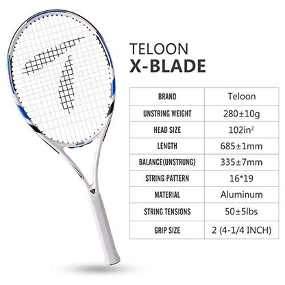 Teloon Recreational Adult Tennis Rackets-27 inch Tennis Racquet for Men and Women College Students Beginner Tennis Racket. - color: V4-White and Blue