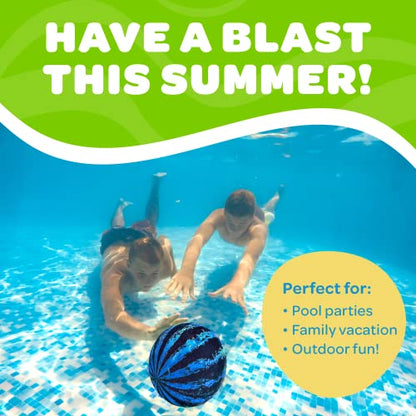 Watermelon Ball – The Ultimate Swimming Pool Game for Under Water Passing, Dribbling, Diving and Pool Games for Teens, Kids, or Adults, Balls Fills with Water, Blue, 9 inches - size: 9", style: 9" Blue