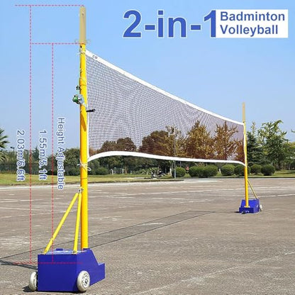 Adjustable Volleyball Poles & Net Set for Backyard - Heavy Duty Outdoor Volleyball & Badminton System, 4 Heights 5ft-6.8ft, Perfect for Family Fun