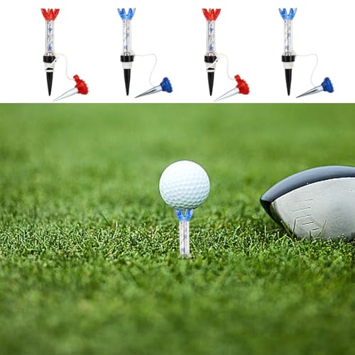HERCHR 4 PCS Golf Tees, Plastic Magnetic 70mm Long Reusable Practice Tees, Unbreakable Flexible Spring Golf Tee Set for Men Women Driving Range Mat Training Indoor Outdoor
