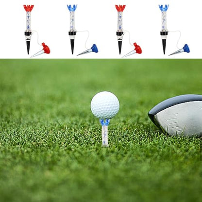 HERCHR 4 PCS Golf Tees, Plastic Magnetic 70mm Long Reusable Practice Tees, Unbreakable Flexible Spring Golf Tee Set for Men Women Driving Range Mat Training Indoor Outdoor