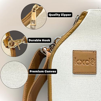 Pickleball Paddle Cover Crossbody bag with Adjustable Strap, Waterbottle holder, Ball Holder, Gifts for Women Men - color: Beige