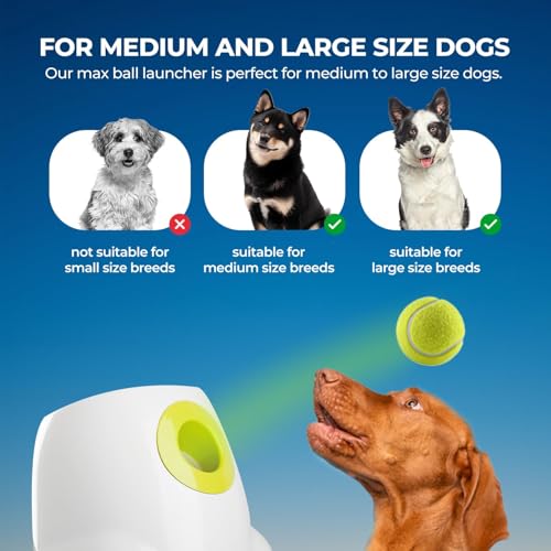 ALL FOR PAWS Automatic Dog Ball Launcher for Medium to Large Dogs, Interactive Tennis Ball Thrower, Rechargeable Dog Toy Mental Stimulation Training Game for Energetic Dogs - size: Max Size